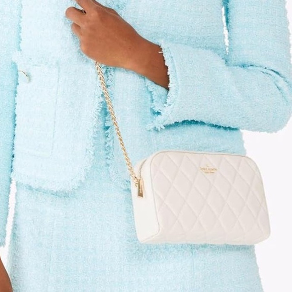NWT Retails$398 Kate Spade Quilted Cream Leather Bag with Gold Crossbody Bag